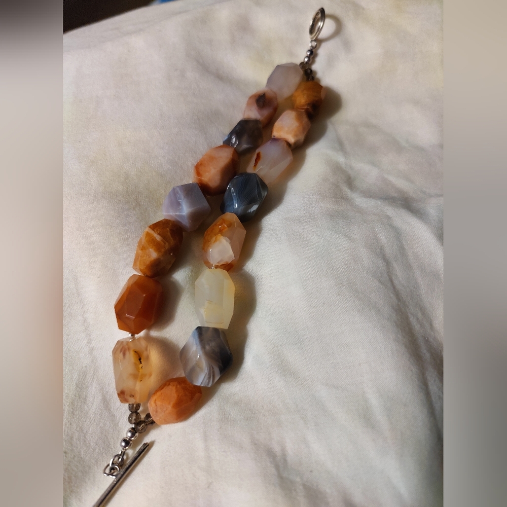 New in bag sterling silver large stone toggle bracelet